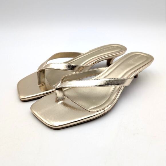 Open Edit Tori Kitten Heel Sandals Slip-On Women's Gold Size US8M EU38.5 - Picture 1 of 8